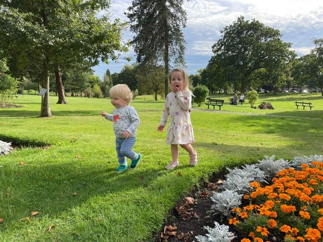 Cara walking in the park