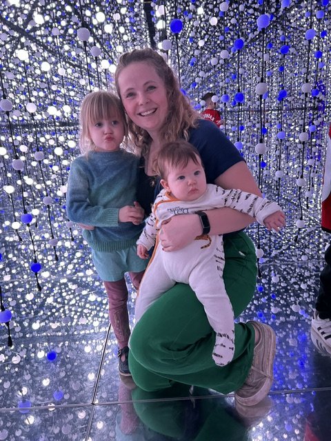 Cara in the sparkly lights room