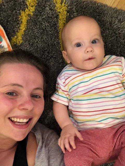 Cara as a baby with Mummy